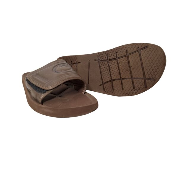 Mens Penn State Nittany Lions Leather Adjustable Strap Brown Cushioned Sandals. - Picture 4 of 4